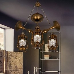 Rustykalny domek Vintage Retro Country Globe Malowanie Funkcja dla Projektantów Stylu Mini Metalowy Żyrandol