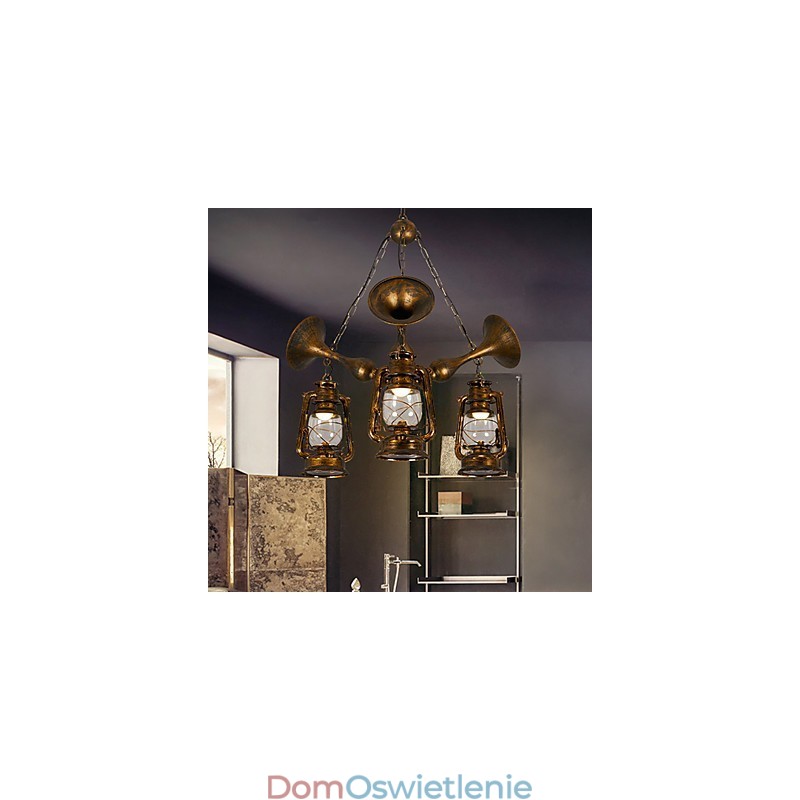 Rustykalny domek Vintage Retro Country Globe Malowanie Funkcja dla Projektantów Stylu Mini Metalowy Żyrandol