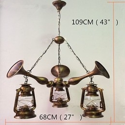 Rustykalny domek Vintage Retro Country Globe Malowanie Funkcja dla Projektantów Stylu Mini Metalowy Żyrandol