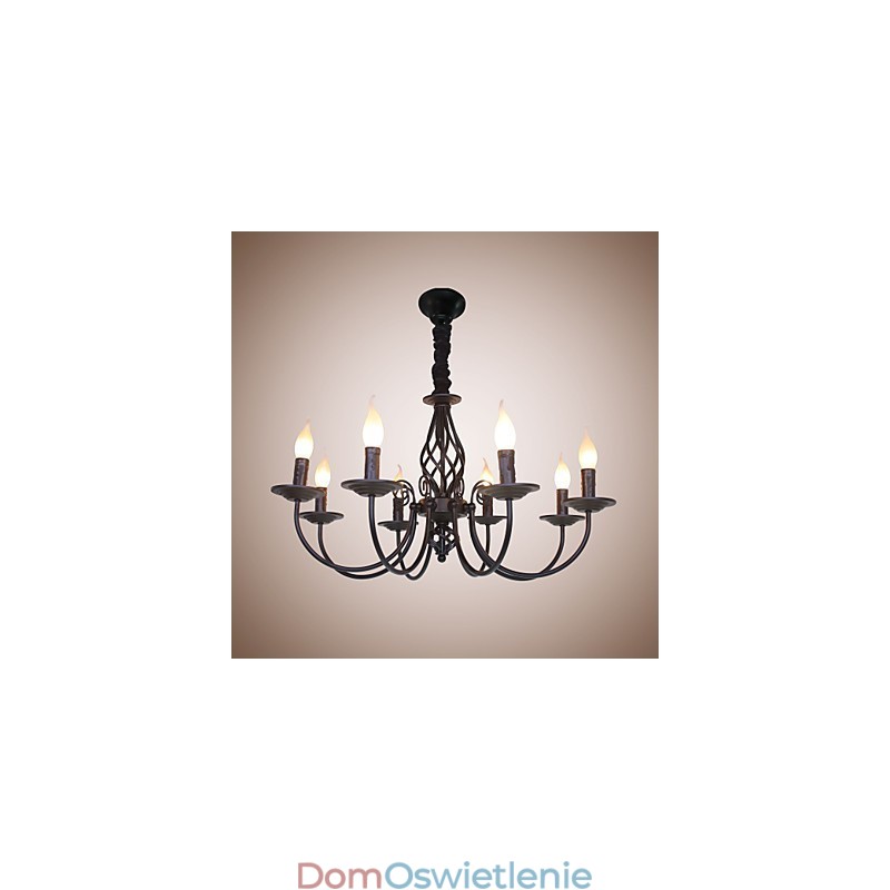 Europejska prosta lampa żelazna lampa świeca 8 żyrandol