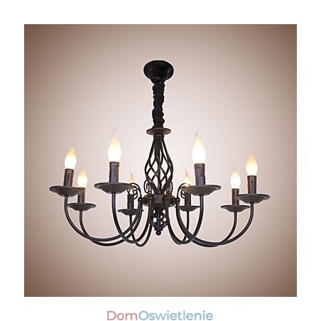 Europejska prosta lampa żelazna lampa świeca 8 żyrandol Europejska prosta lampa żelazna lampa świeca 8 żyrandol