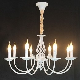 Europejska prosta lampa żelazna lampa świeca 8 żyrandol