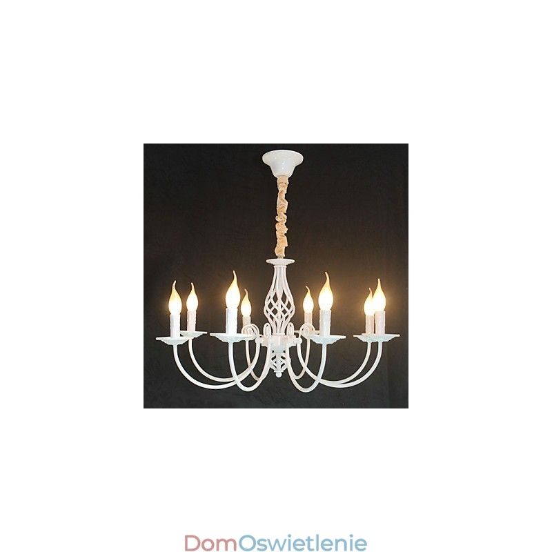 Europejska prosta lampa żelazna lampa świeca 8 żyrandol