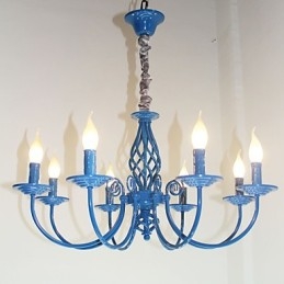 Europejska prosta lampa żelazna lampa świeca 8 żyrandol