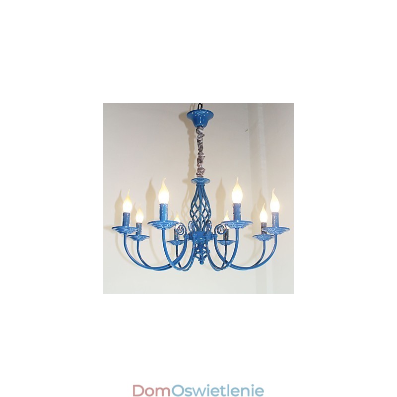 Europejska prosta lampa żelazna lampa świeca 8 żyrandol