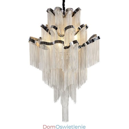 Aluminiowy żyrandol Stream Designerska lampa wisząca w kolorze srebrnym Schody spiralne Aluminiowy żyrandol Stream Designerska lampa wisząca w kolorze srebrnym Schody spiralne