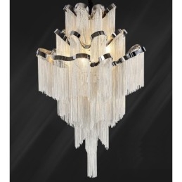 Aluminiowy żyrandol Stream Designerska lampa wisząca w kolorze srebrnym Schody spiralne