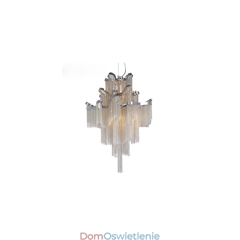 Aluminiowy żyrandol Stream Designerska lampa wisząca w kolorze srebrnym Schody spiralne