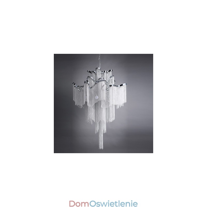 Aluminiowy żyrandol Stream Designerska lampa wisząca w kolorze srebrnym Schody spiralne