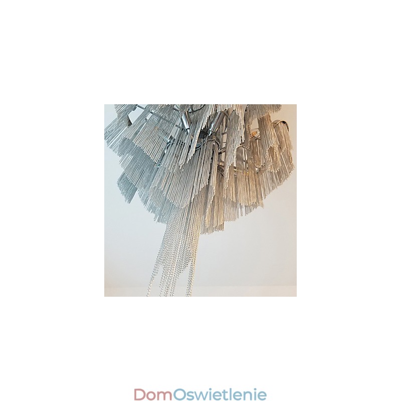 Aluminiowy żyrandol Stream Designerska lampa wisząca w kolorze srebrnym Schody spiralne
