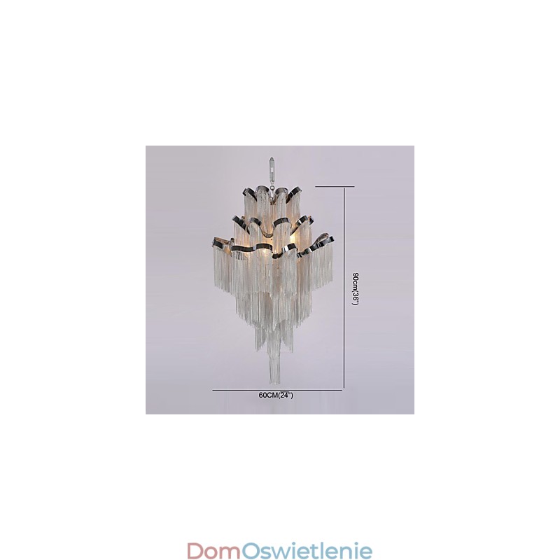 Aluminiowy żyrandol Stream Designerska lampa wisząca w kolorze srebrnym Schody spiralne