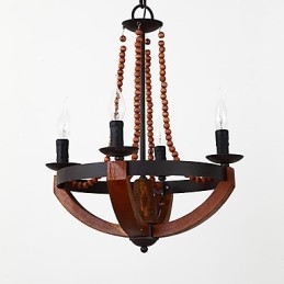 Cztery światła Vintage Painting Feature Mini Style Drewniana bambusowa lampa żyrandolowa dekoracyjna lampa wisząca
