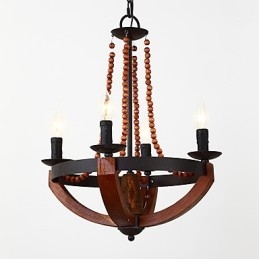 Cztery światła Vintage Painting Feature Mini Style Drewniana bambusowa lampa żyrandolowa dekoracyjna lampa wisząca