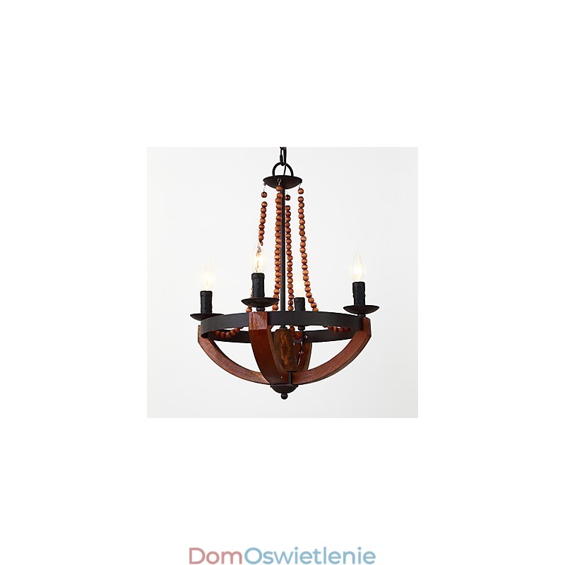 Cztery światła Vintage Painting Feature Mini Style Drewniana bambusowa lampa żyrandolowa dekoracyjna lampa wisząca