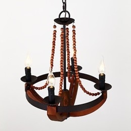 Cztery światła Vintage Painting Feature Mini Style Drewniana bambusowa lampa żyrandolowa dekoracyjna lampa wisząca