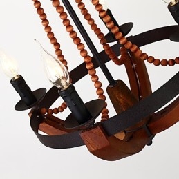 Cztery światła Vintage Painting Feature Mini Style Drewniana bambusowa lampa żyrandolowa dekoracyjna lampa wisząca