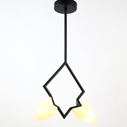 2-punktowy żyrandol postmodernistyczny z metalu ze szkłem brzoskwiniowym, lampa wisząca Canteen Decorate