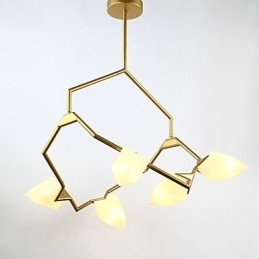 Pięciopunktowy żyrandol postmodernistyczny z metalu ze szkłem Peach, lampa wisząca Canteen Decorate