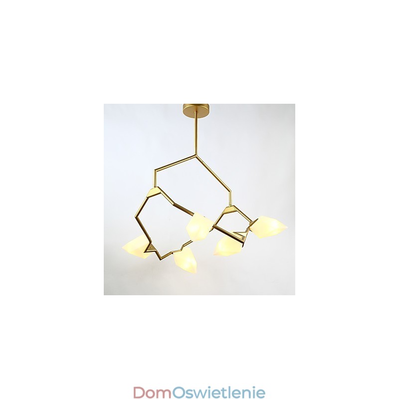 Pięciopunktowy żyrandol postmodernistyczny z metalu ze szkłem Peach, lampa wisząca Canteen Decorate
