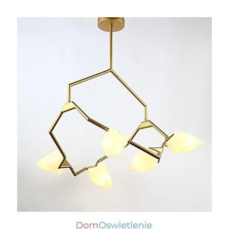 Pięciopunktowy żyrandol postmodernistyczny z metalu ze szkłem Peach, lampa wisząca Canteen Decorate Pięciopunktowy żyrandol postmodernistyczny z metalu ze szkłem Peach, lampa wisząca Canteen Decorate