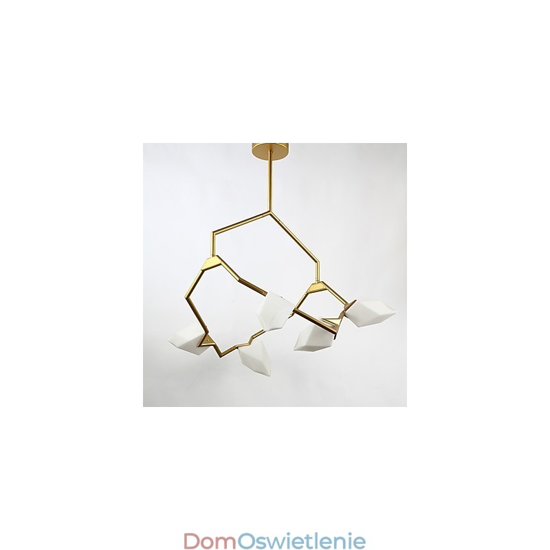 Pięciopunktowy żyrandol postmodernistyczny z metalu ze szkłem Peach, lampa wisząca Canteen Decorate