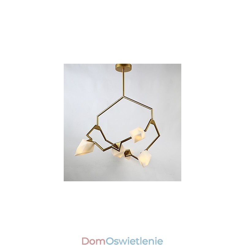 Pięciopunktowy żyrandol postmodernistyczny z metalu ze szkłem Peach, lampa wisząca Canteen Decorate