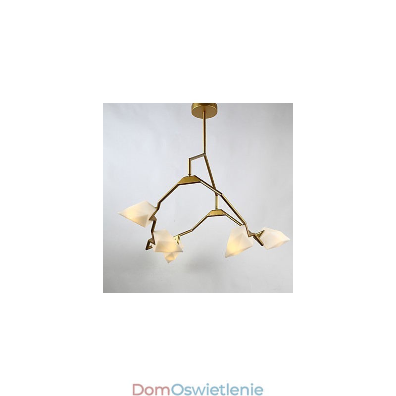 Pięciopunktowy żyrandol postmodernistyczny z metalu ze szkłem Peach, lampa wisząca Canteen Decorate
