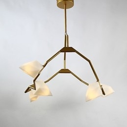 Pięciopunktowy żyrandol postmodernistyczny z metalu ze szkłem Peach, lampa wisząca Canteen Decorate