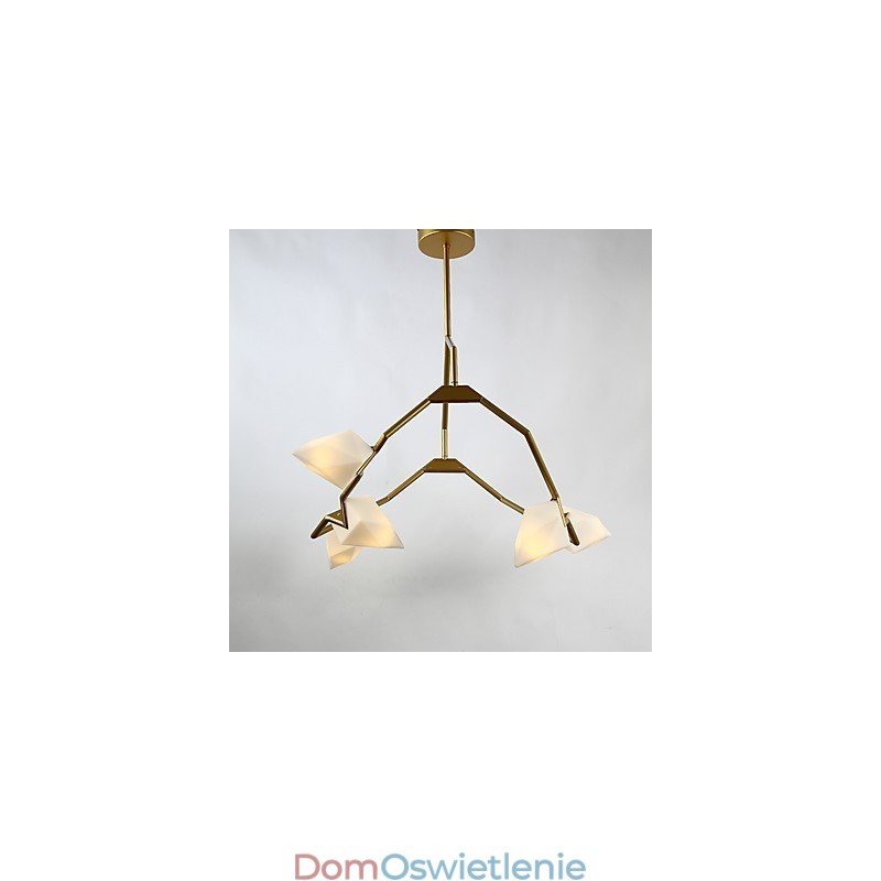 Pięciopunktowy żyrandol postmodernistyczny z metalu ze szkłem Peach, lampa wisząca Canteen Decorate