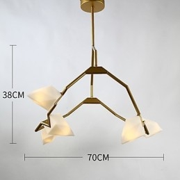 Pięciopunktowy żyrandol postmodernistyczny z metalu ze szkłem Peach, lampa wisząca Canteen Decorate