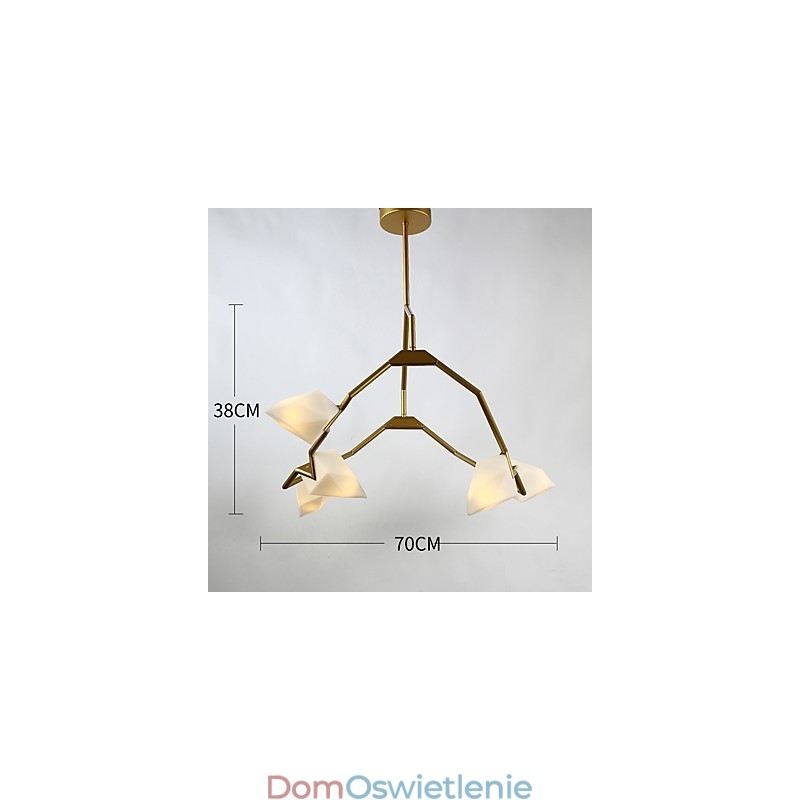 Pięciopunktowy żyrandol postmodernistyczny z metalu ze szkłem Peach, lampa wisząca Canteen Decorate