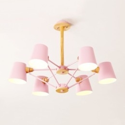 Wielokolorowy Macaron Wood Vintage Malowanie Cecha Metalowy Żyrandol
