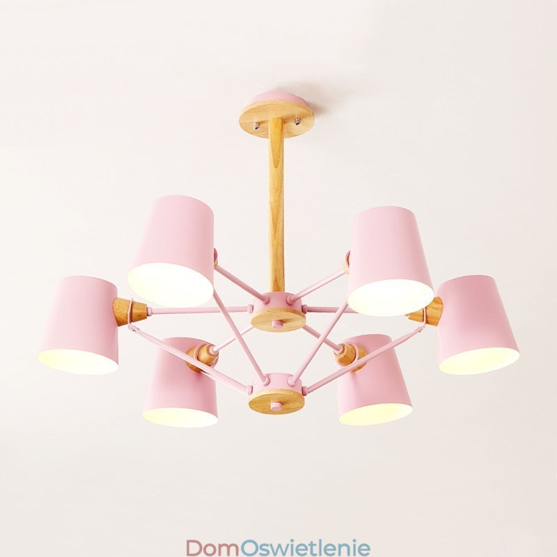 Wielokolorowy Macaron Wood Vintage Malowanie Cecha Metalowy Żyrandol
