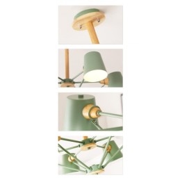 Wielokolorowy Macaron Wood Vintage Malowanie Cecha Metalowy Żyrandol