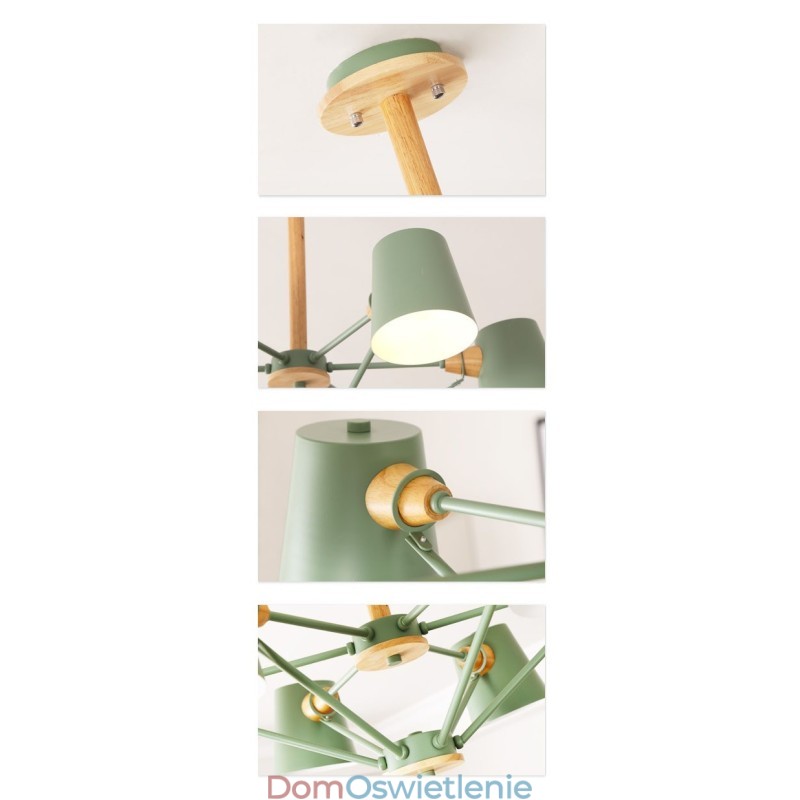 Wielokolorowy Macaron Wood Vintage Malowanie Cecha Metalowy Żyrandol