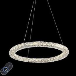 Nowoczesny pierścień kryształowy sufit wiszący lampa kryształowy żyrandol światło oświetlenie wewnętrzne lampy oprawy ściemnialne z pilotem