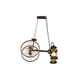 Rustykalny domek Vintage Retro Country Globe Malowanie Funkcja dla Projektantów Stylu Mini Metalowy Żyrandol