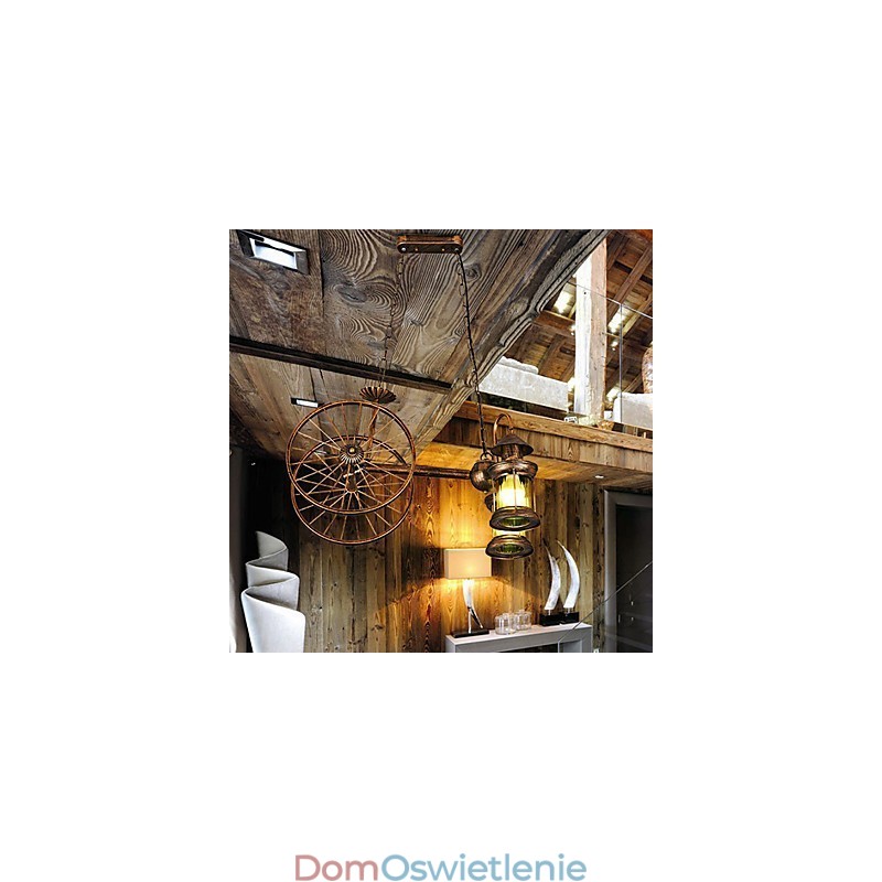 Rustykalny domek Vintage Retro Country Globe Malowanie Funkcja dla Projektantów Stylu Mini Metalowy Żyrandol