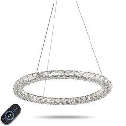 Nowoczesny pierścień kryształowy wiszący żyrandol kryształowy lampa sufitowa lampy wewnętrzne oprawy ściemnialne z pilotem