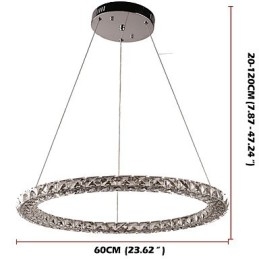 Nowoczesny pierścień kryształowy wiszący żyrandol kryształowy lampa sufitowa lampy wewnętrzne oprawy ściemnialne z pilotem