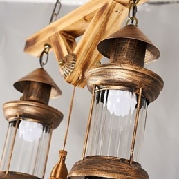 Rustykalny domek Globe Vintage Retro Country Painting Feature dla projektantów w stylu Mini Metalowy żyrandol