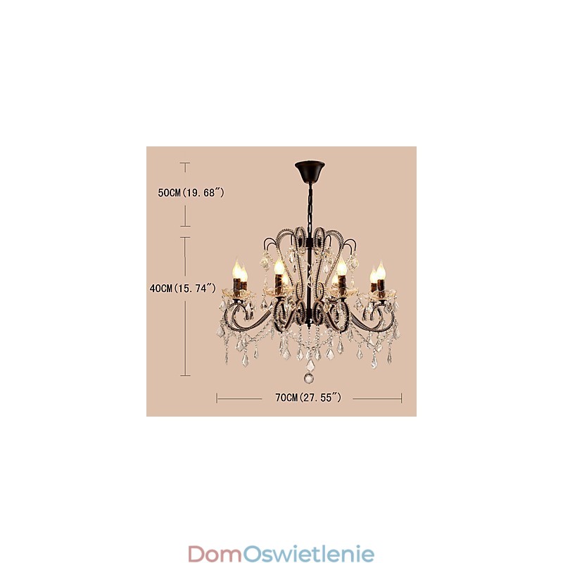 8-światłowy kryształowy żyrandol nowoczesny współczesny tradycyjny klasyczny rustykalny domek zabytkowy retro