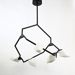 Pięciopunktowy żyrandol postmodernistyczny z metalu ze szkłem Peach, lampa wisząca Canteen Decorate