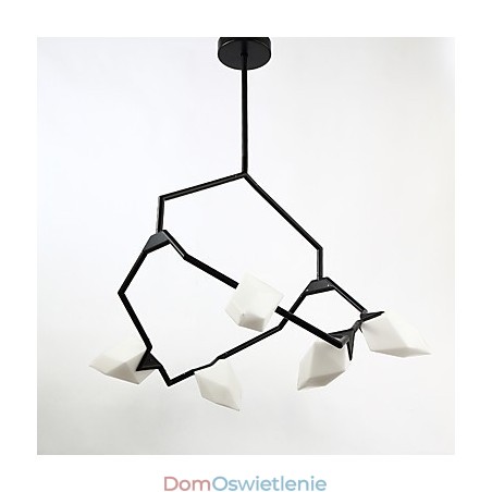Pięciopunktowy żyrandol postmodernistyczny z metalu ze szkłem Peach, lampa wisząca Canteen Decorate Pięciopunktowy żyrandol postmodernistyczny z metalu ze szkłem Peach, lampa wisząca Canteen Decorate