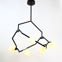Pięciopunktowy żyrandol postmodernistyczny z metalu ze szkłem Peach, lampa wisząca Canteen Decorate