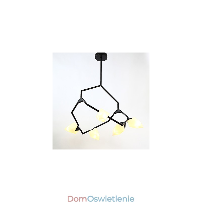 Pięciopunktowy żyrandol postmodernistyczny z metalu ze szkłem Peach, lampa wisząca Canteen Decorate