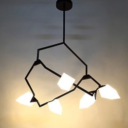 Pięciopunktowy żyrandol postmodernistyczny z metalu ze szkłem Peach, lampa wisząca Canteen Decorate