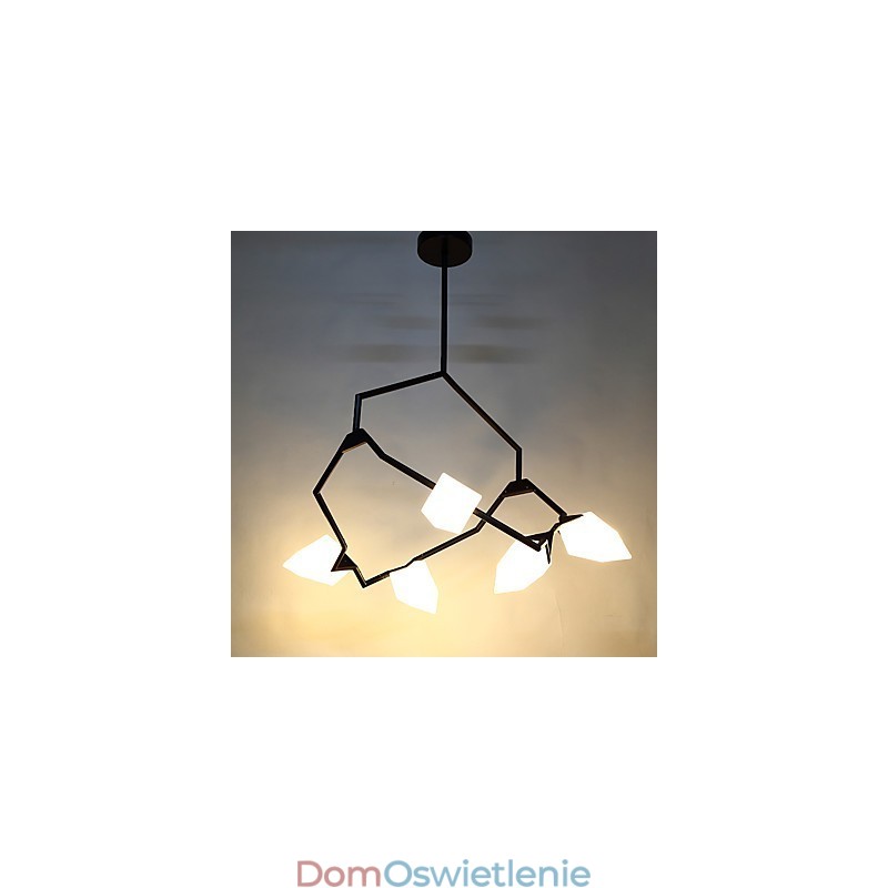 Pięciopunktowy żyrandol postmodernistyczny z metalu ze szkłem Peach, lampa wisząca Canteen Decorate