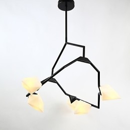 Pięciopunktowy żyrandol postmodernistyczny z metalu ze szkłem Peach, lampa wisząca Canteen Decorate