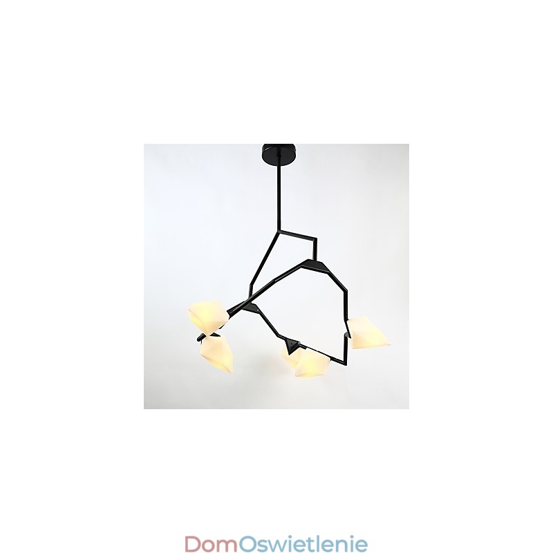 Pięciopunktowy żyrandol postmodernistyczny z metalu ze szkłem Peach, lampa wisząca Canteen Decorate